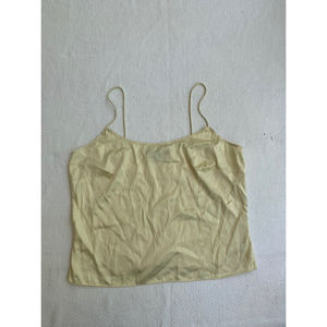 Antonio Melani Pale Yellow Silk Camisole with Scalloped Detailing, Size Medium